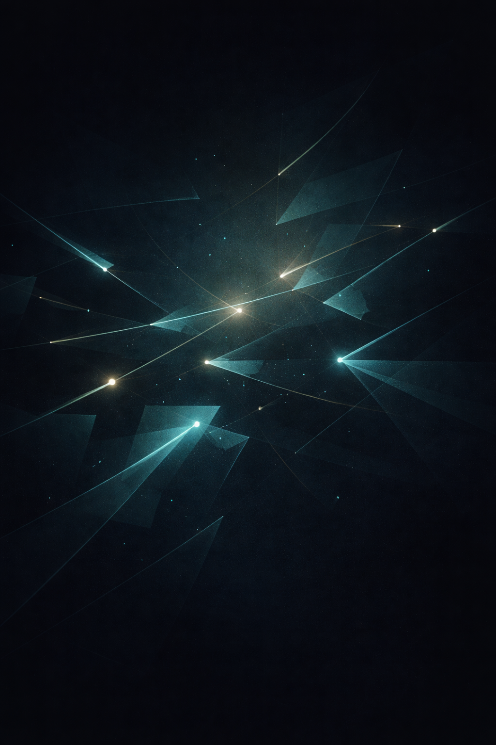 Abstract geometric light signals scattered and converging — representing a website experience that fails to guide visitors toward a clear decision